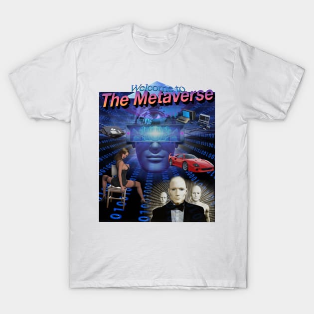 Welcome To The "M e T a V e R $ E" Epic Virtual Reality Computer Technology Social Network Artificial Intelligence Simulation Internet Website Floppy Disc Beta Testing Program Initiative T-Shirt by blueversion